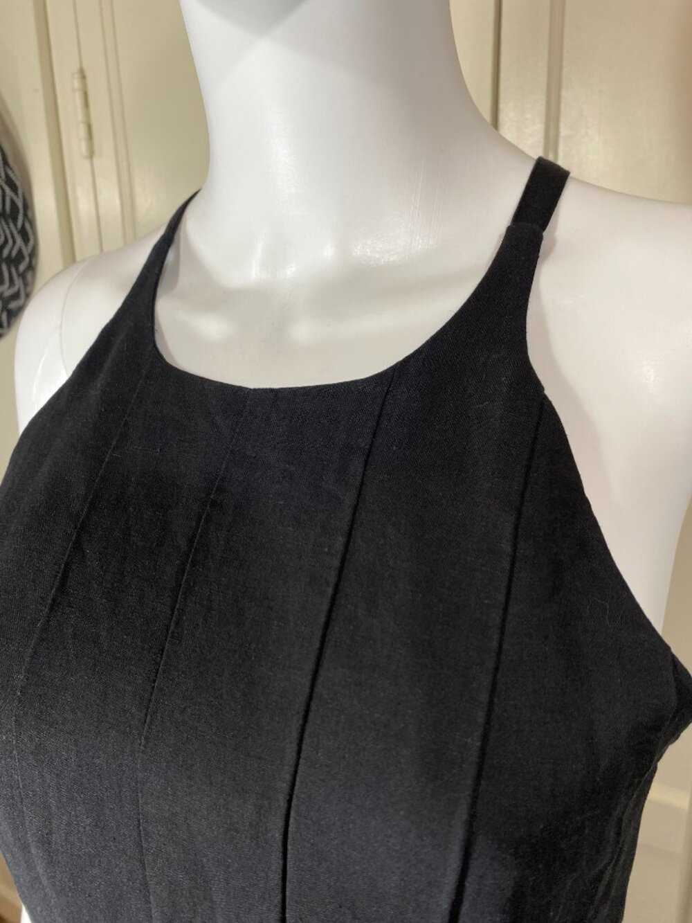 MASSIMO DUTTI Black Linen Blend Halter Midi A-Line Dress EUR 36, US 4 (or $180) - Picture 5 of 12